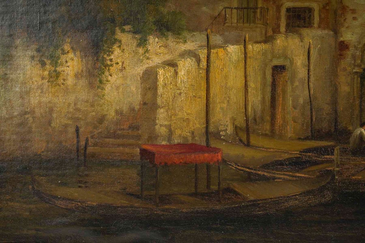 Alphonse Lecoz La Venise Cachée Huile Sur Toile Vers 1890-1900-photo-1