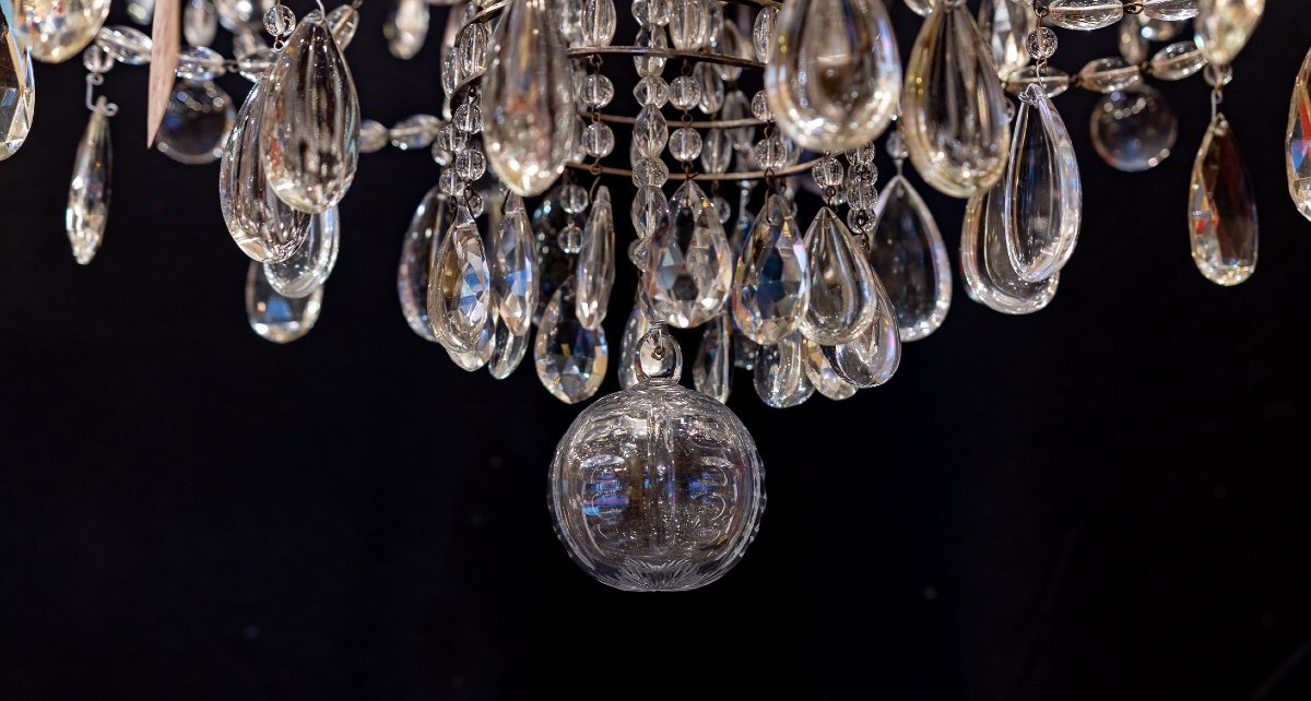 Marie-antoinette Chandelier In Silver-plated Bronze And Cut-crystal Decoration, Circa 1920-photo-5