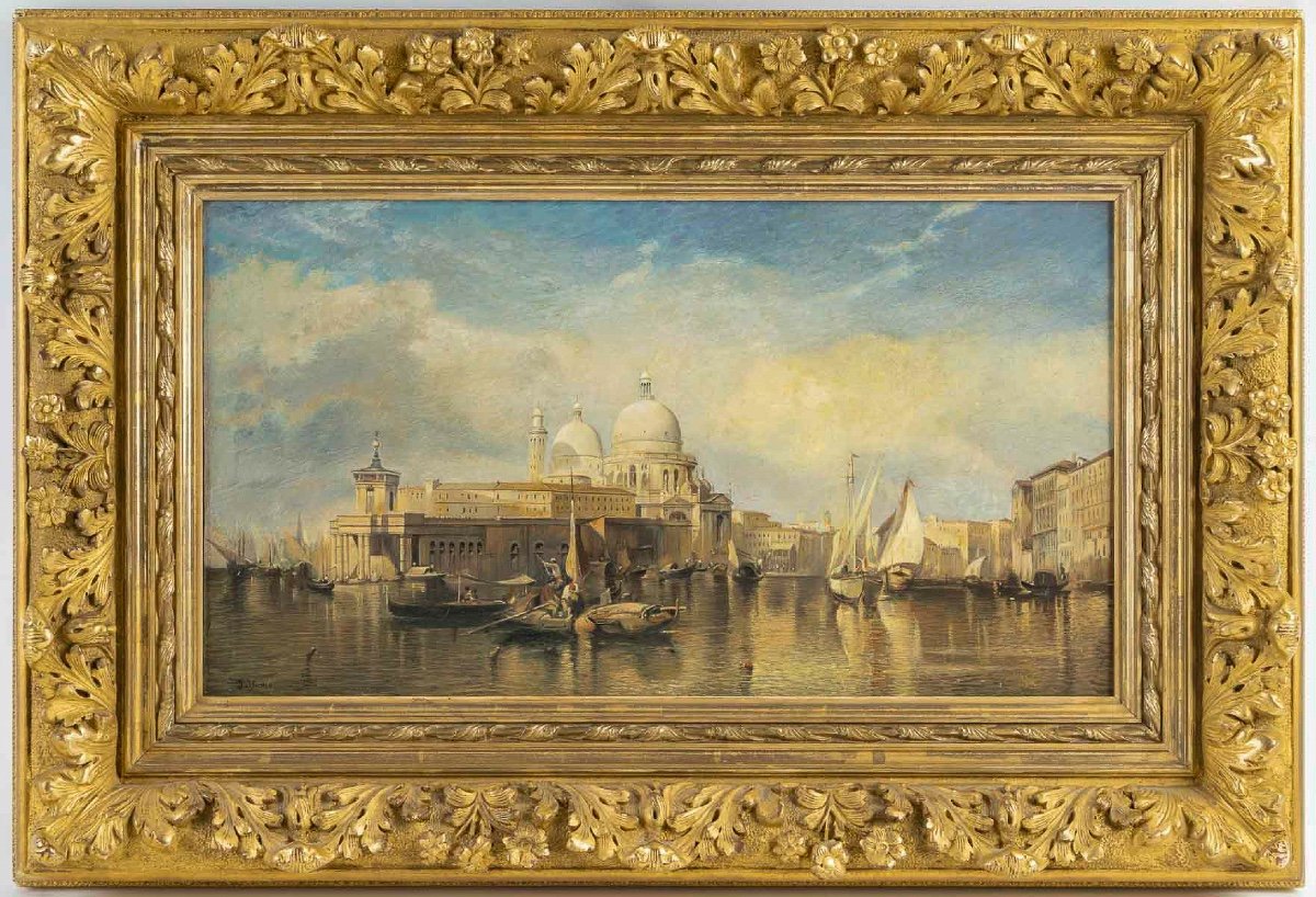 Jane Or John Vivian View Of The Punta Della Dogana In Venice Oil On Parquet Panel Circa 1880