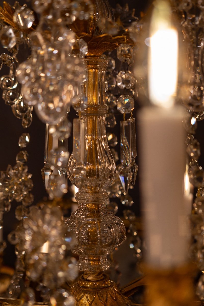 Eighteen-light Chandelier In Chiseled Gilded Bronze And Crystal Decoration Signed Baccarat 1850-photo-4