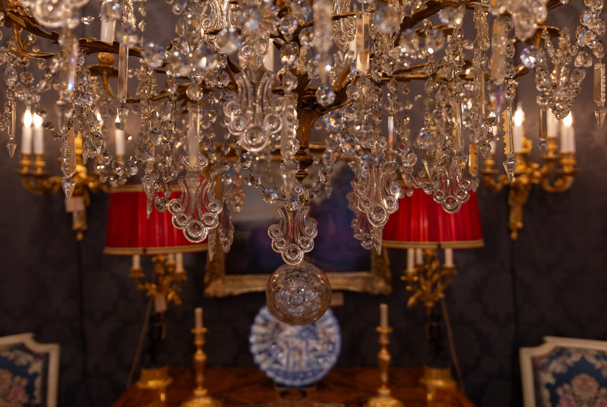 Eighteen-light Chandelier In Chiseled Gilded Bronze And Crystal Decoration Signed Baccarat 1850-photo-5