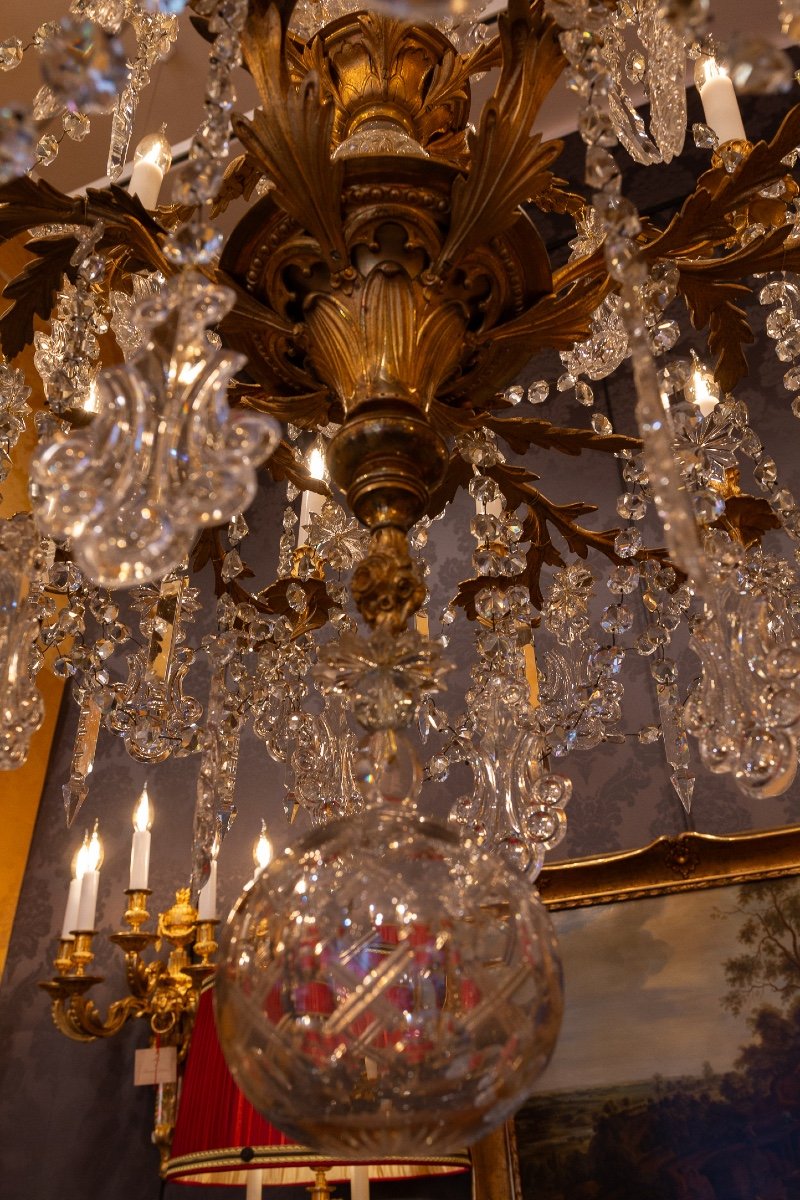 Eighteen-light Chandelier In Chiseled Gilded Bronze And Crystal Decoration Signed Baccarat 1850-photo-7