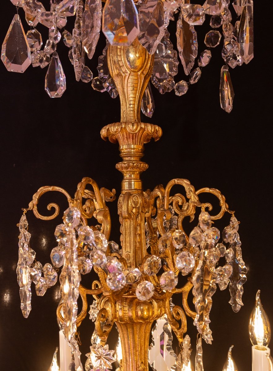 Twenty-four-light Chandelier In Chiseled Gilded Bronze With Baccarat Crystal Decoration 1880-photo-3