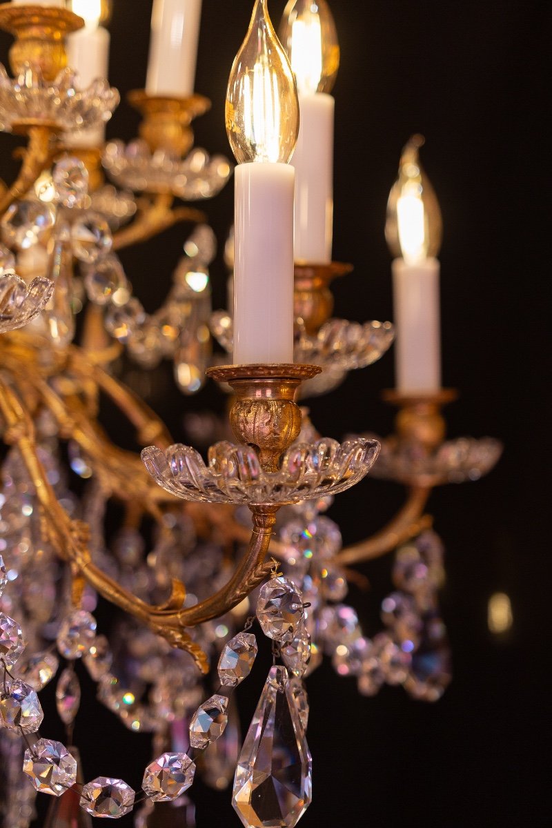Twenty-four-light Chandelier In Chiseled Gilded Bronze With Baccarat Crystal Decoration 1880-photo-3