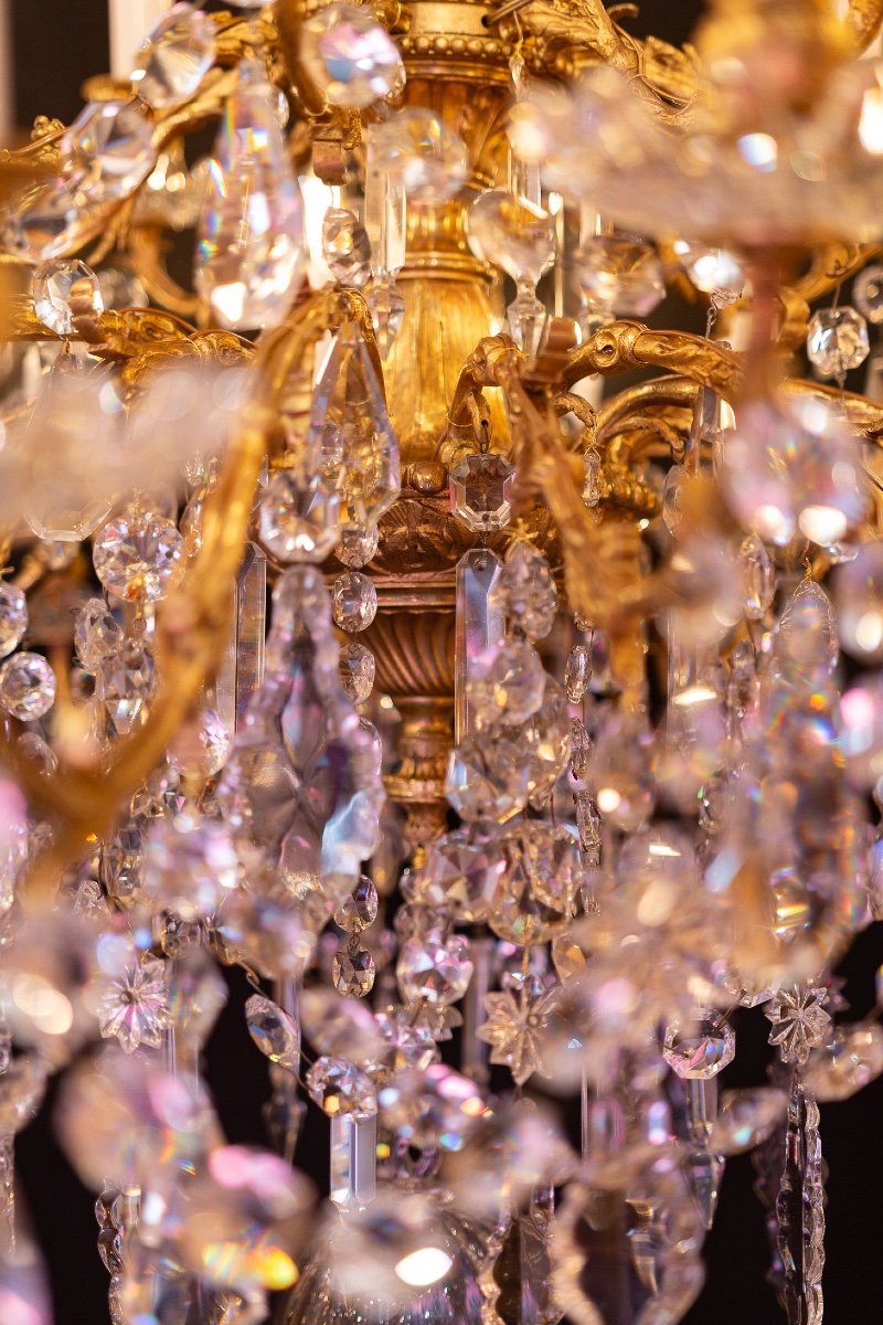 Twenty-four-light Chandelier In Chiseled Gilded Bronze With Baccarat Crystal Decoration 1880-photo-4