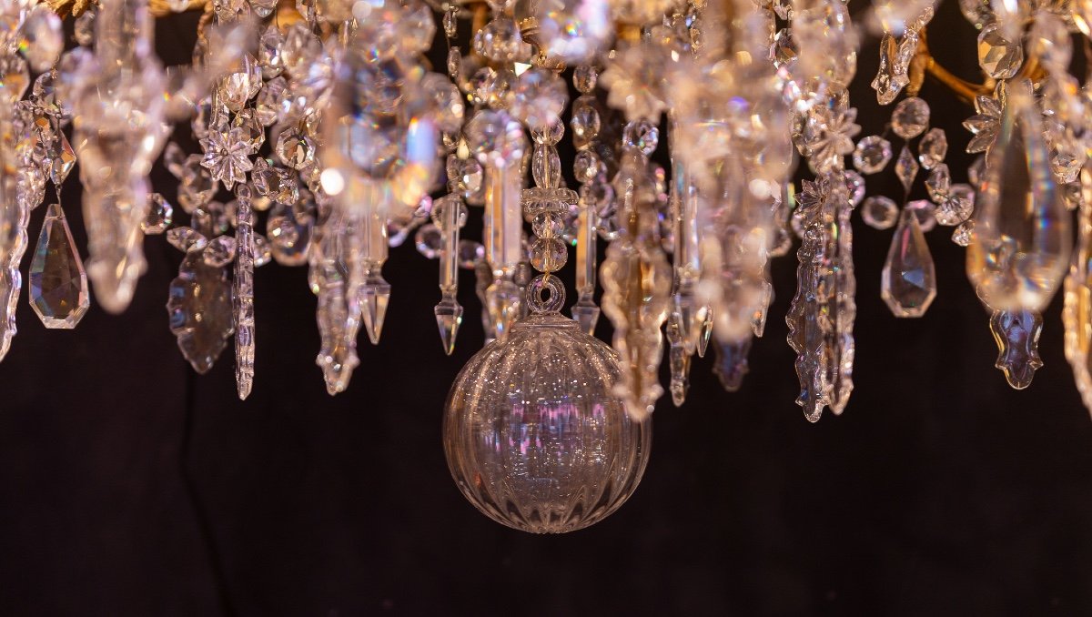 Twenty-four-light Chandelier In Chiseled Gilded Bronze With Baccarat Crystal Decoration 1880-photo-6