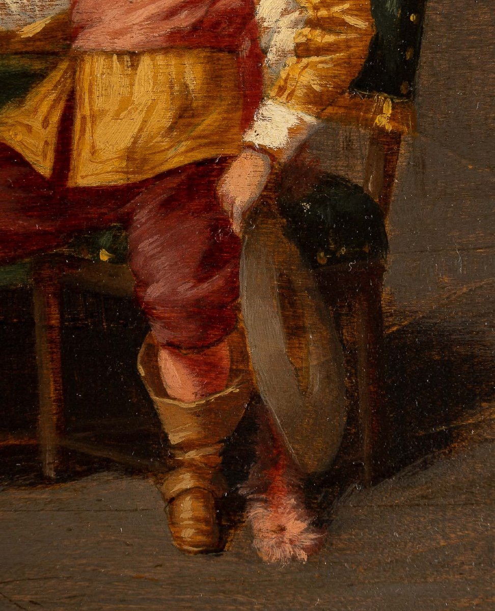 Ludger Larose (1868-1915) The One To One Oil On Wood 19th Century-photo-2
