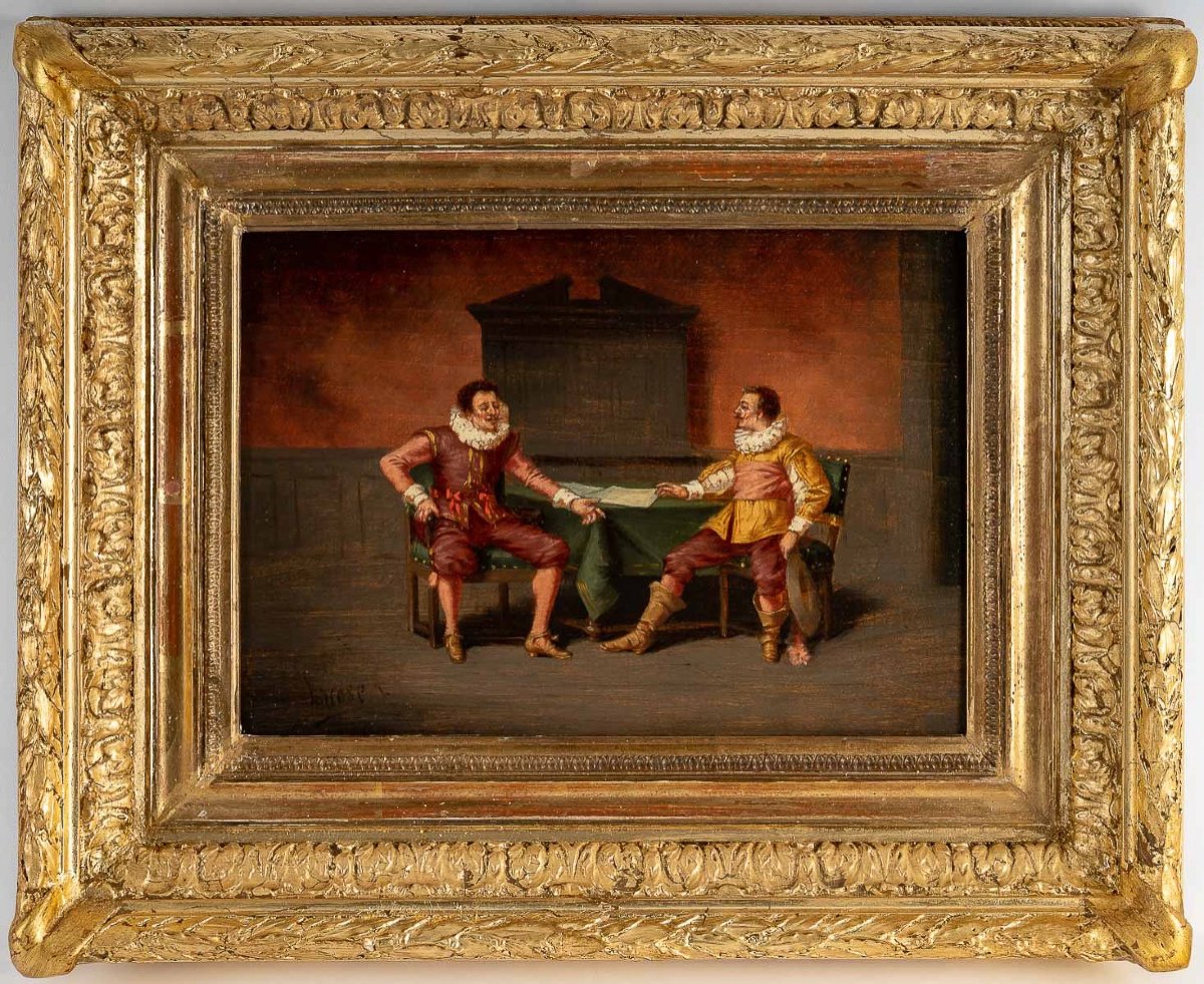 Ludger Larose (1868-1915) The One To One Oil On Wood 19th Century-photo-4