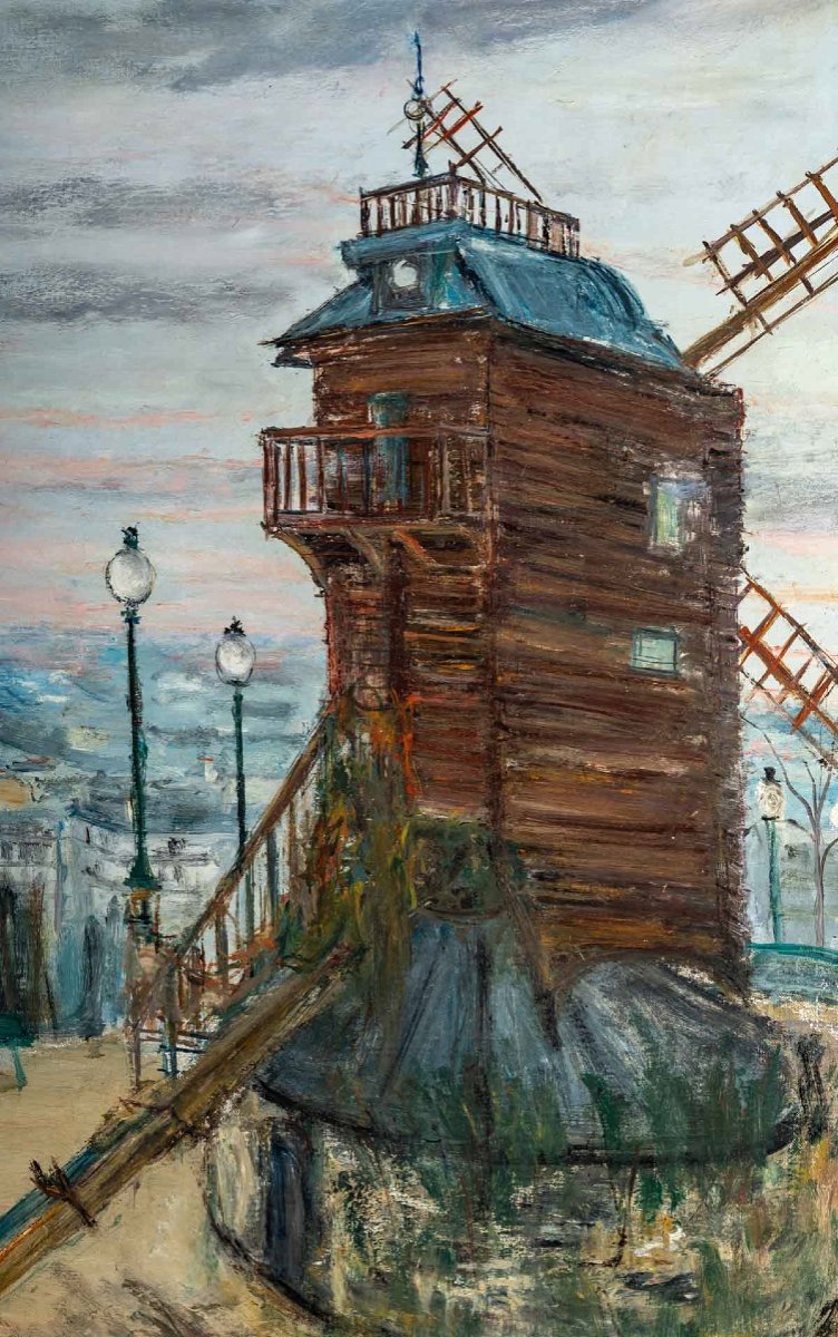 Serge Belloni (1925-2005) Le Moulin De La Galette Oil On Canvas Circa 1961-photo-3