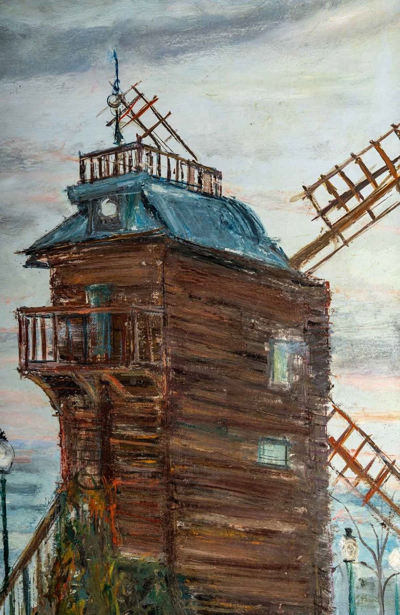 Serge Belloni (1925-2005) Le Moulin De La Galette Oil On Canvas Circa 1961-photo-4