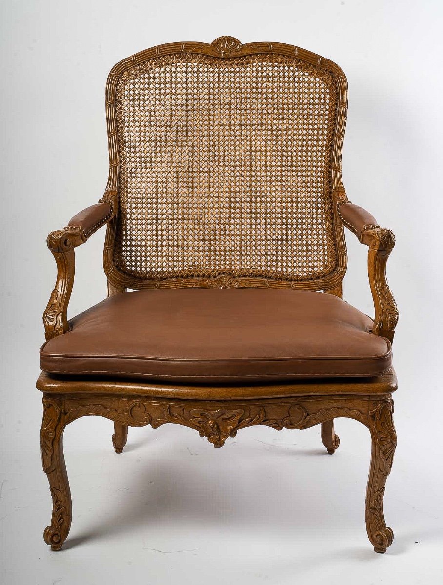 Jean-baptiste Cresson Fauteuil à Fond De Cannes D’époque Louis XV Vers 1750-photo-2