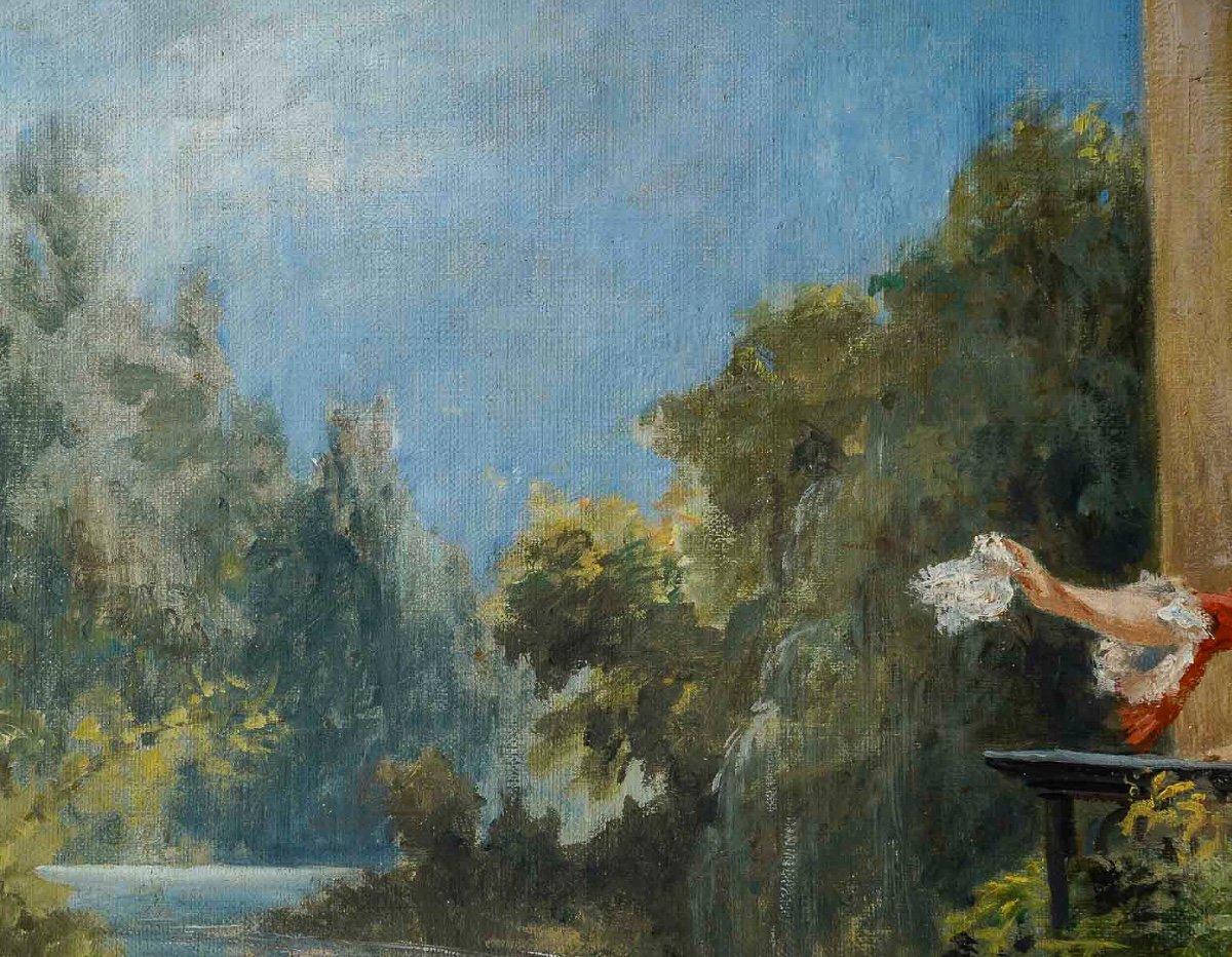 Henry Coëylas (1844-1923) Country Galant Scene Oil On Canvas Circa 1880-1890-photo-3