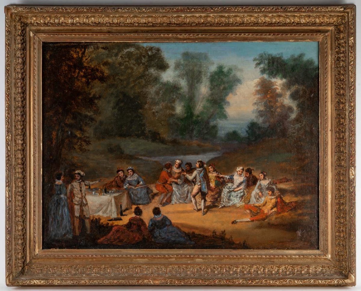 18th-century French School - Country Party  Oil On Canvas Circa 1750-photo-5