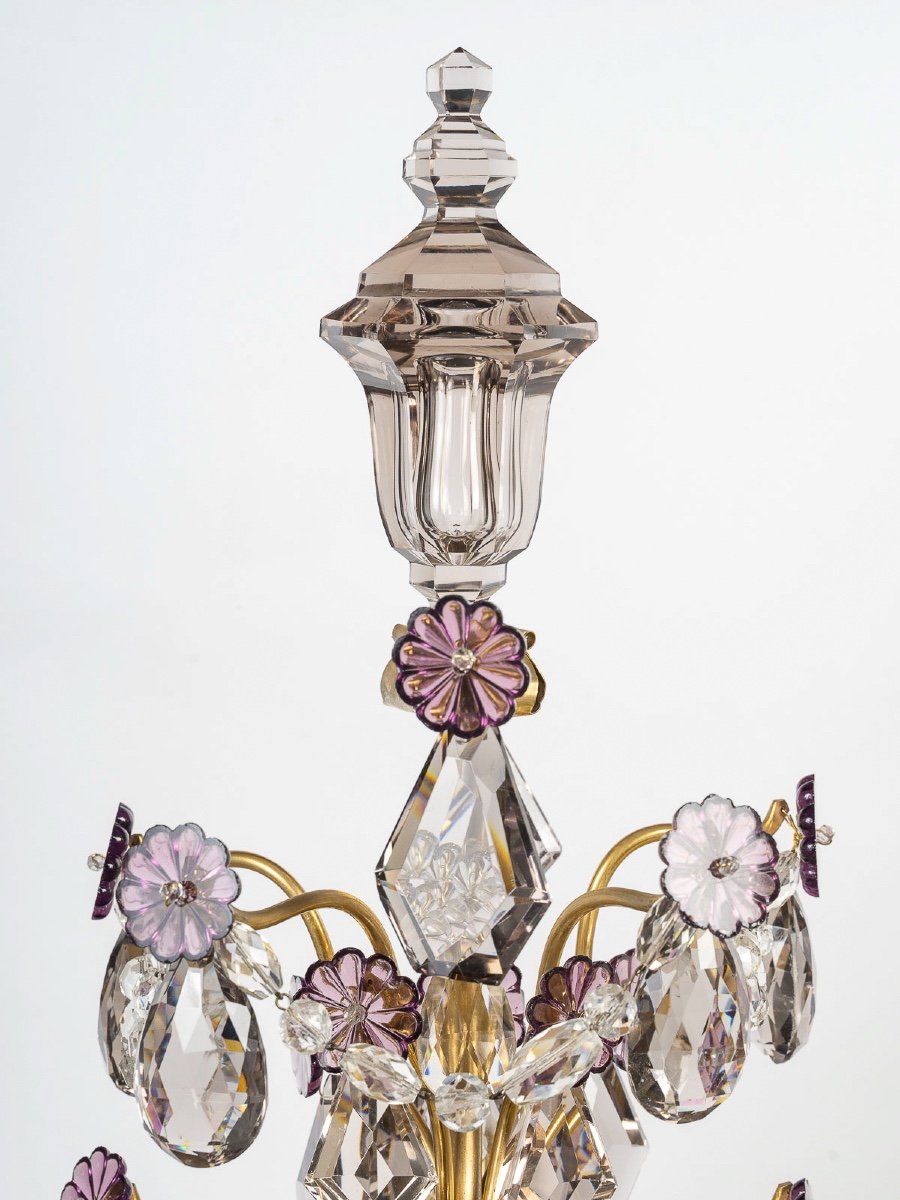 Pair Of Louis XV Style Gilt Bronze And Crystal Baccarat Girandoles Circa 1880-photo-2