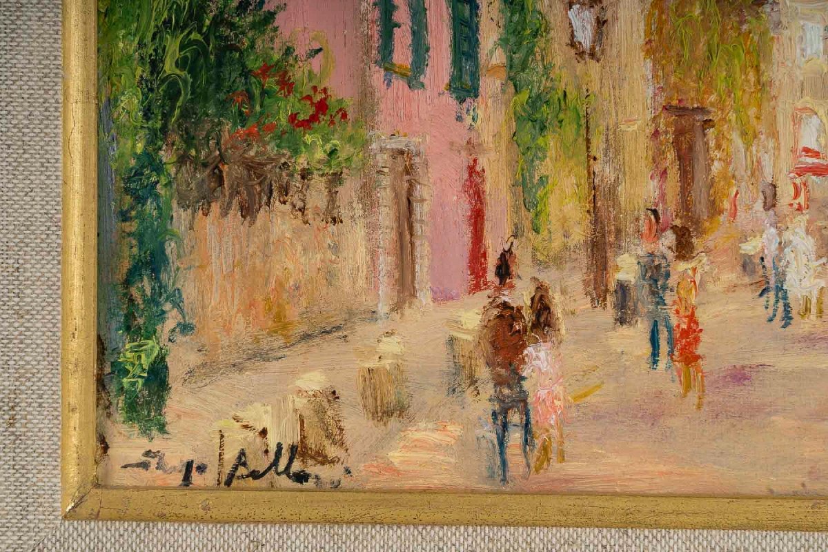 Serge Belloni (1925-2005) The Painter Of Paris View Of Rue De l'Abreuvoir Oil On Wood-photo-3