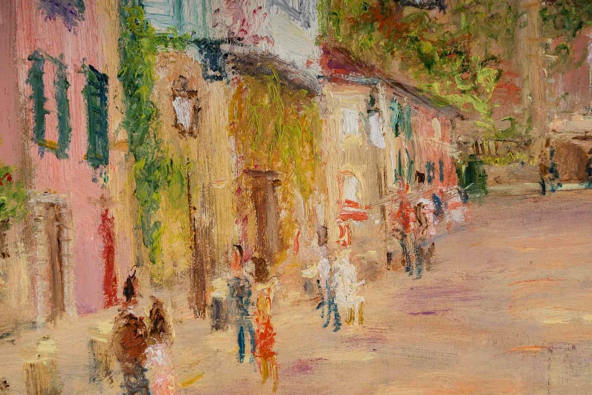 Serge Belloni (1925-2005) The Painter Of Paris View Of Rue De l'Abreuvoir Oil On Wood-photo-4