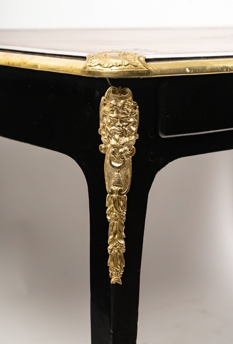 French Regence-period Black Lacquered Flat Desk Circa 1715-1723-photo-3