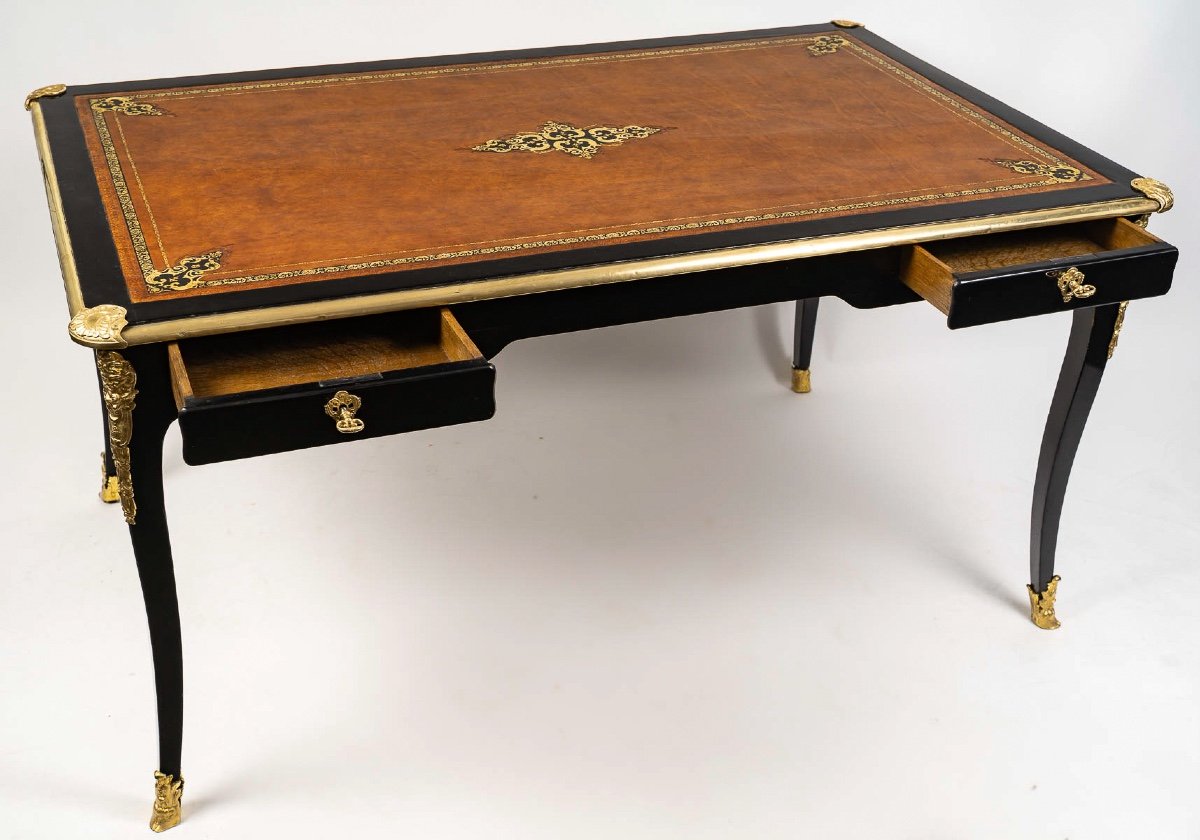 French Regence-period Black Lacquered Flat Desk Circa 1715-1723-photo-5