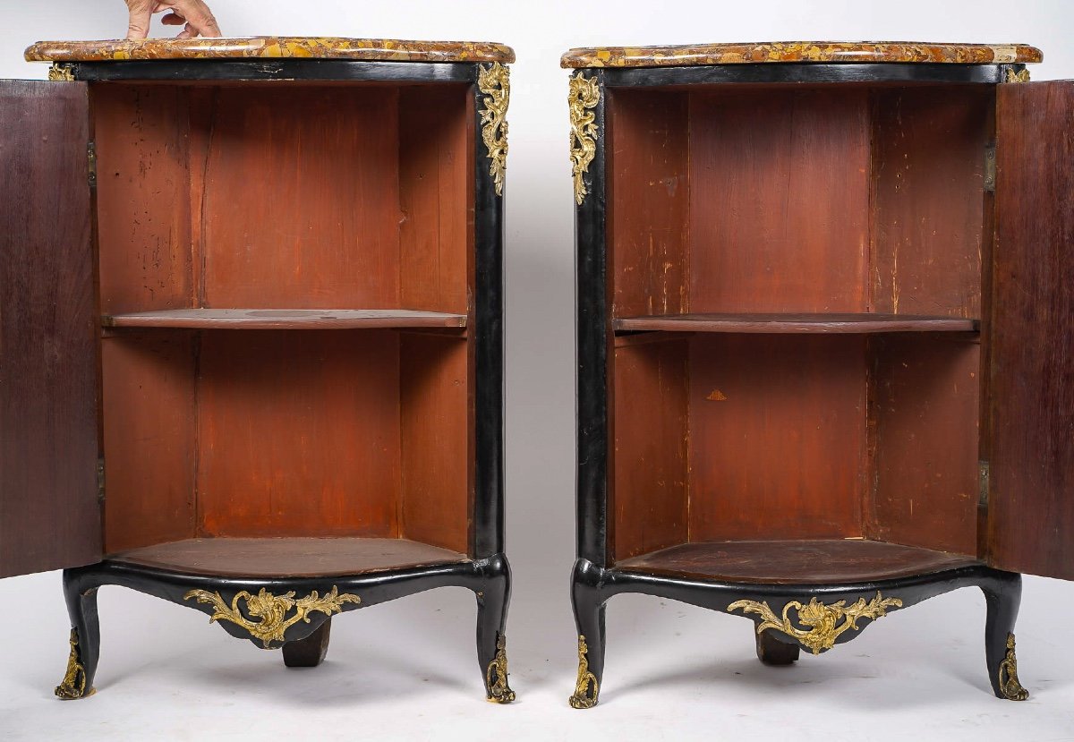 Pair Of Louis XV-period Vernis Parisien Sideboards, Stamped Mathieu Criard Circa 1750-photo-4