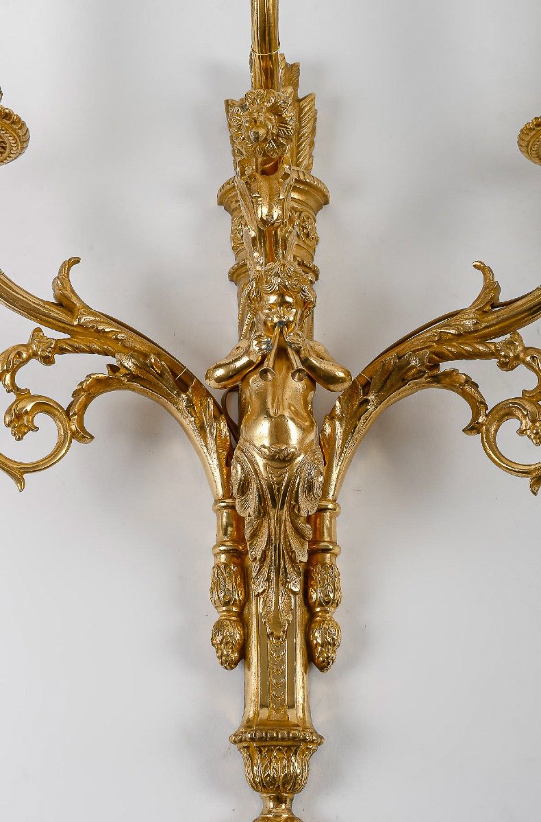 Pair Of Louis XVI Style Ormolu Sconces With Child Musicians Late 19th Century -photo-3