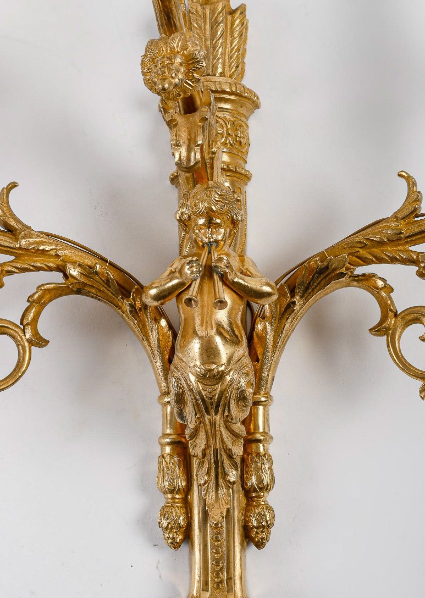 Pair Of Louis XVI Style Ormolu Sconces With Child Musicians Late 19th Century -photo-4