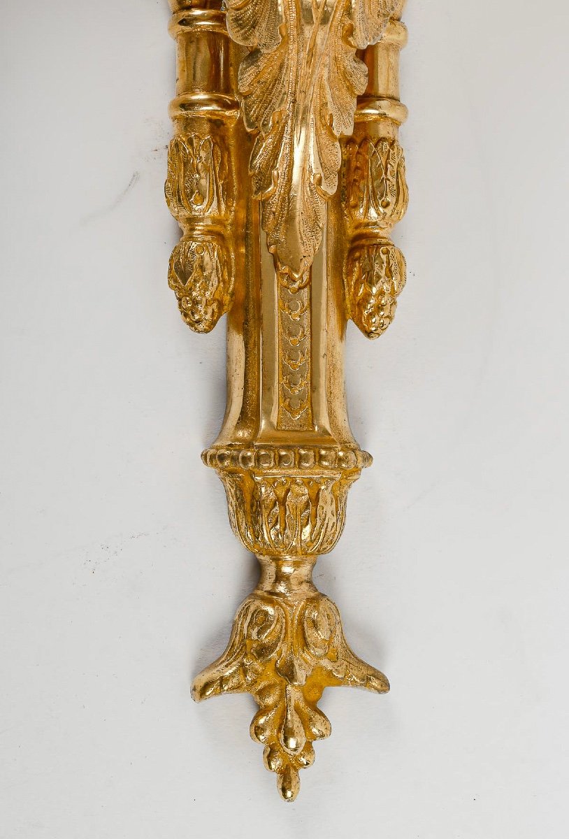 Pair Of Louis XVI Style Ormolu Sconces With Child Musicians Late 19th Century -photo-2