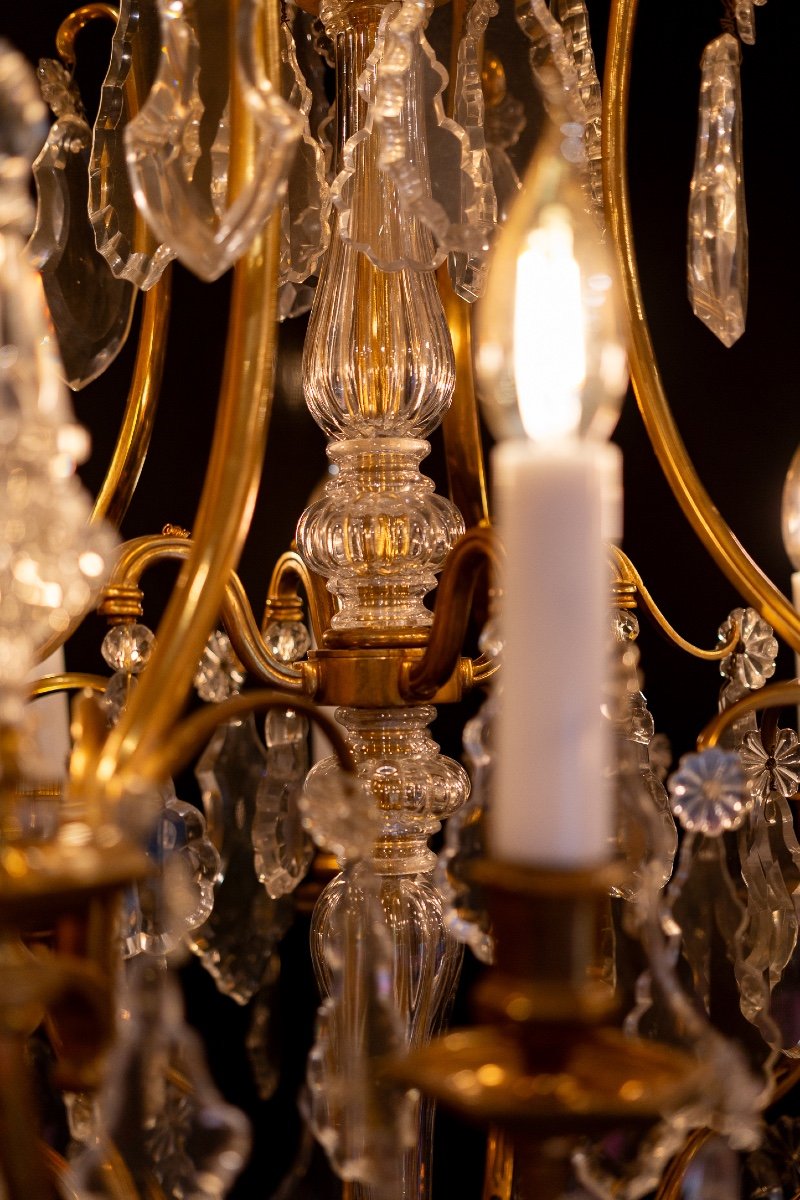 Gilt Bronze Chandelier With Crystal Decoration Attributed To  Baccarat Circa 1880-photo-2