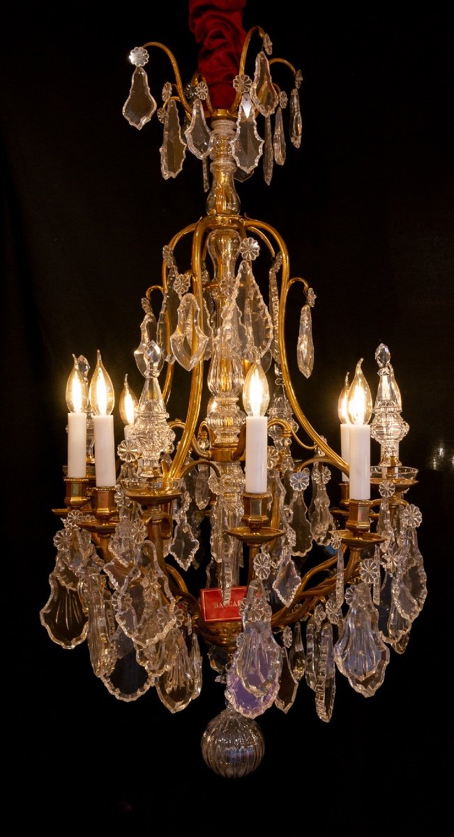 Gilt Bronze Chandelier With Crystal Decoration Attributed To  Baccarat Circa 1880-photo-7