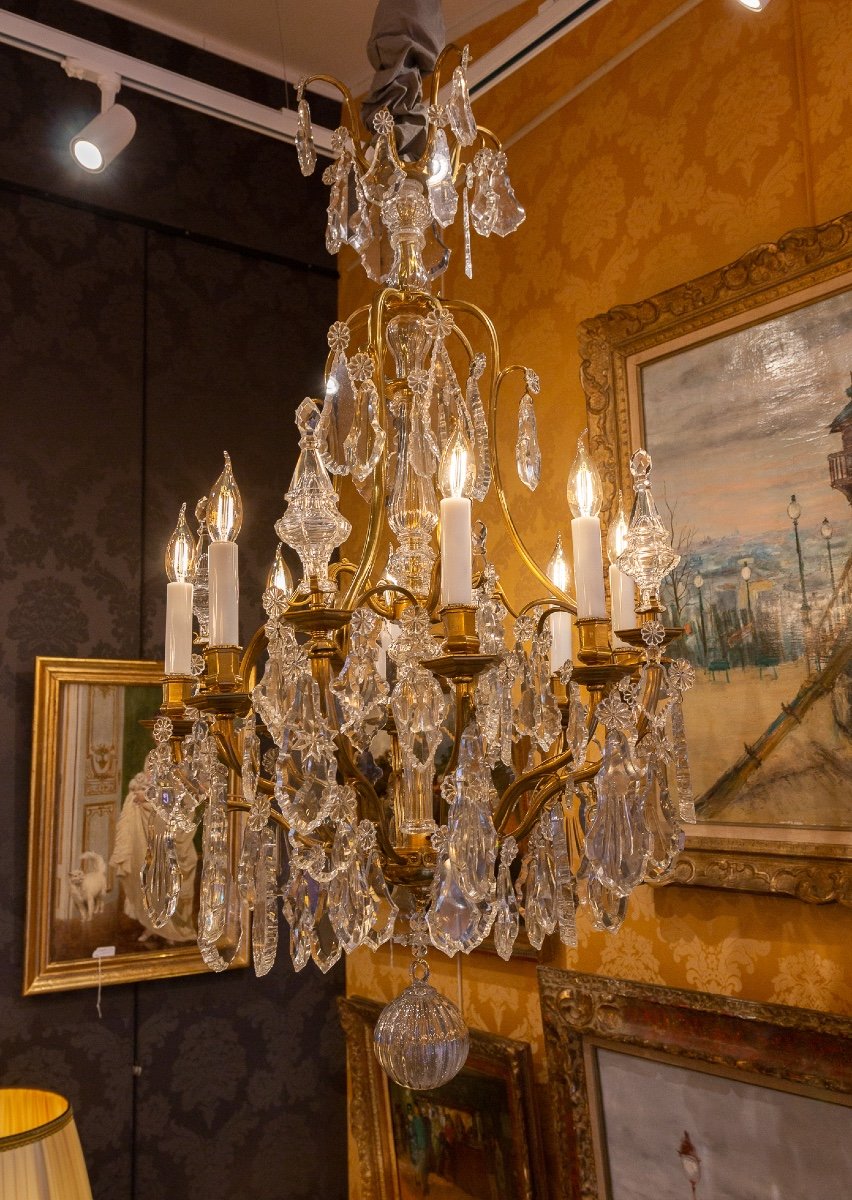 Gilt Bronze Chandelier With Crystal Decoration Attributed To  Baccarat Circa 1880-photo-8