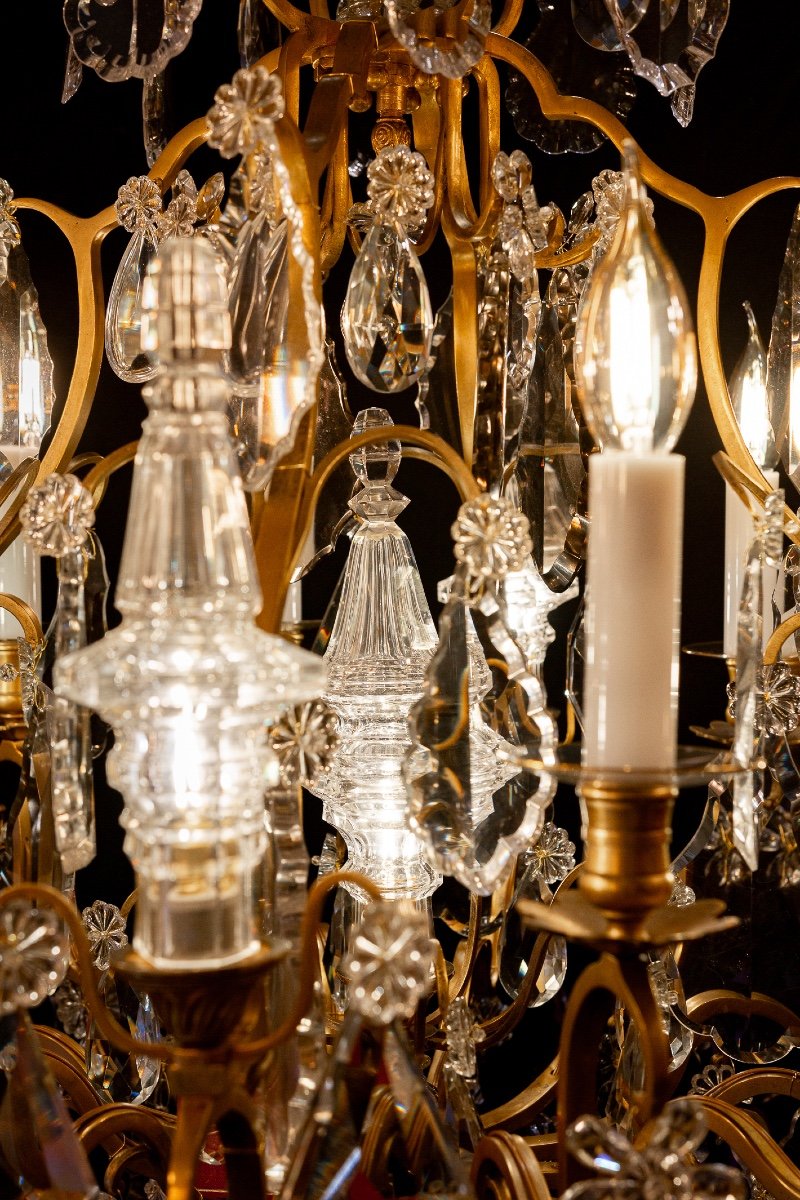 Louis XV Style Chandelier In Gilt Bronze And Cut Crystal Decor Signed Baccarat Circa 1880-photo-1