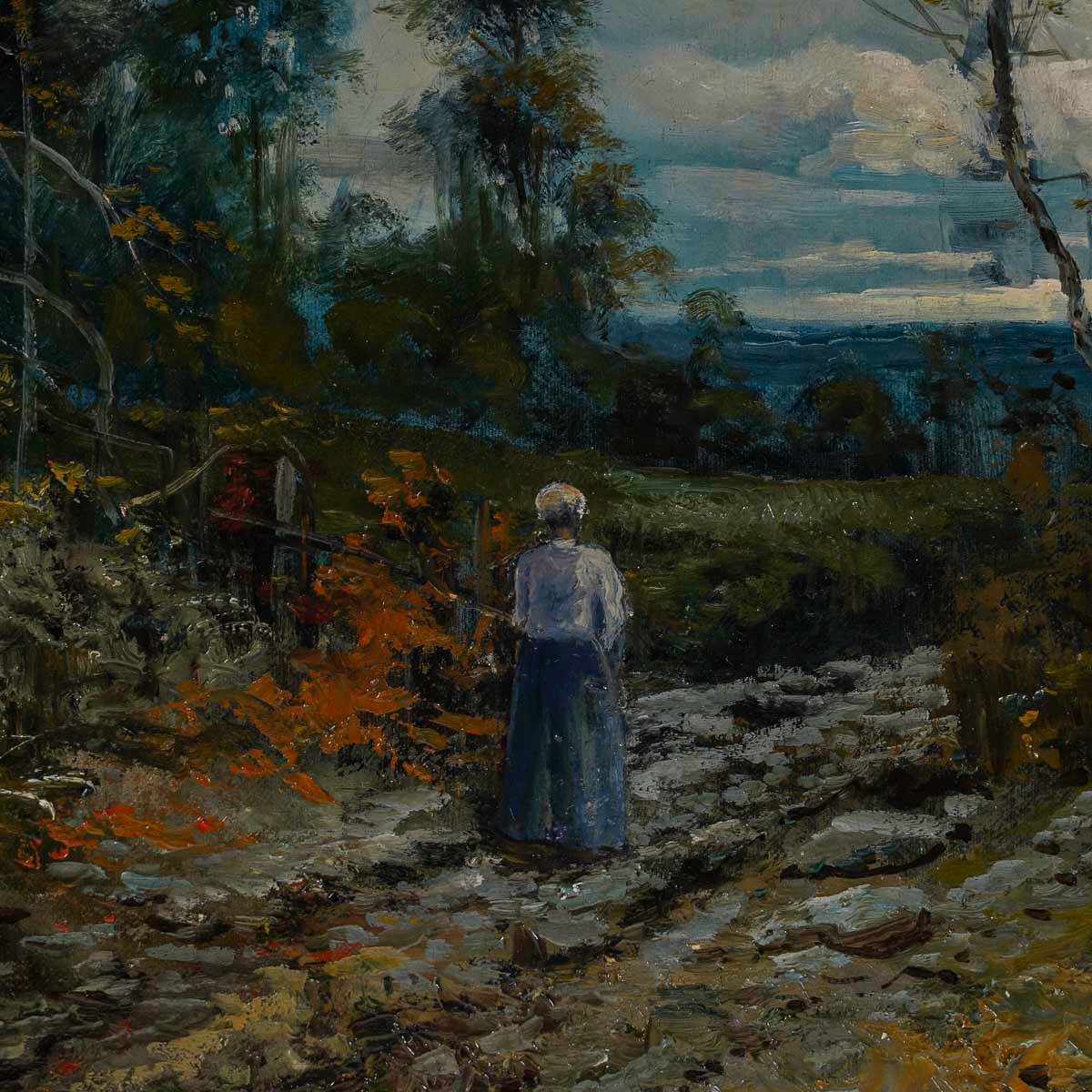 Jules Dupré (1811-1889) Promenade En Foret Barbizon School Oil On Canvas Circa 1870-photo-1