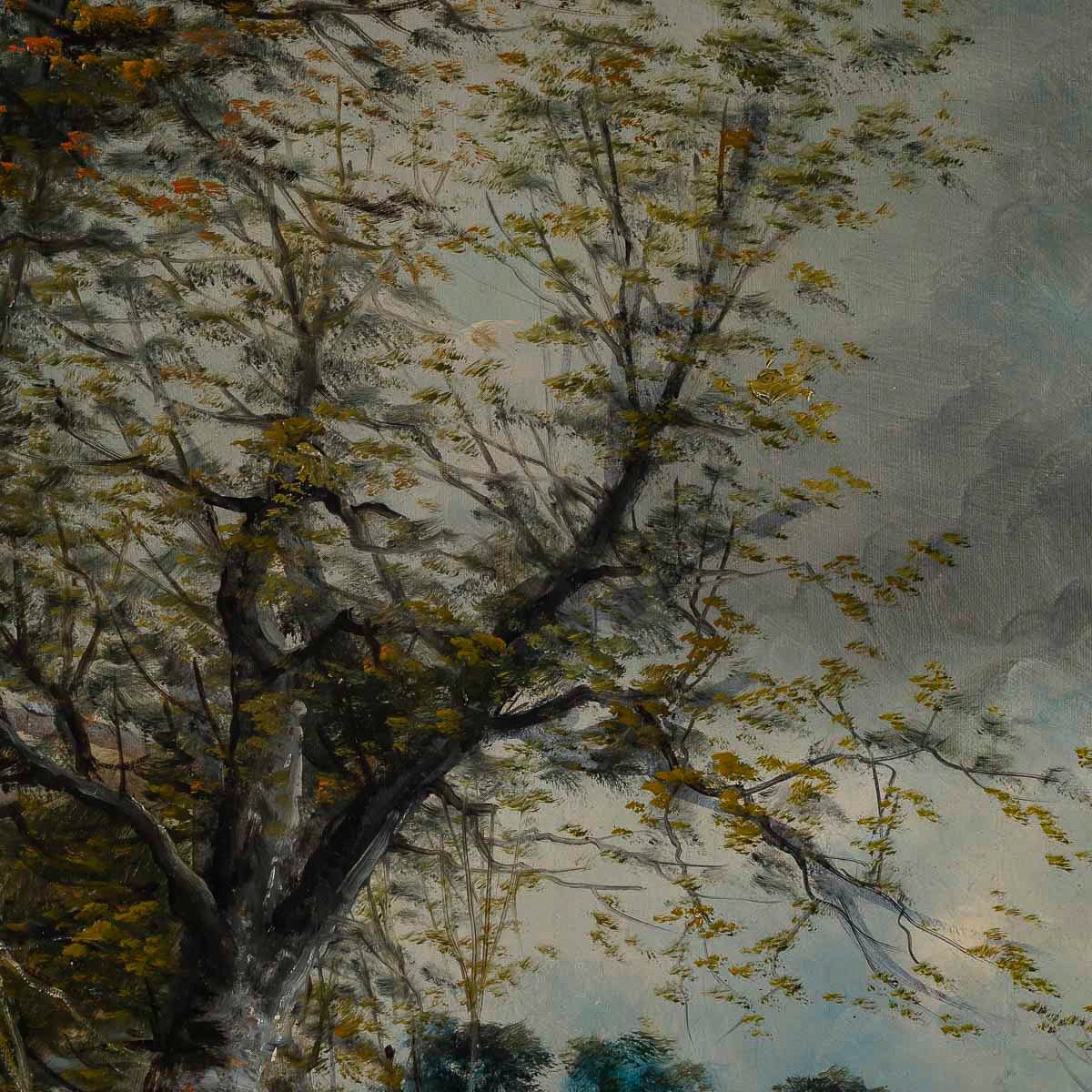 Jules Dupré (1811-1889) Promenade En Foret Barbizon School Oil On Canvas Circa 1870-photo-4