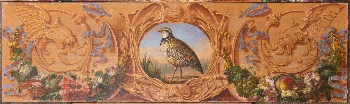Alphonse Carrière (1808-1881) - Paneled Decoration Of Six Bird Still Lifes Circa 1850-1860-photo-3