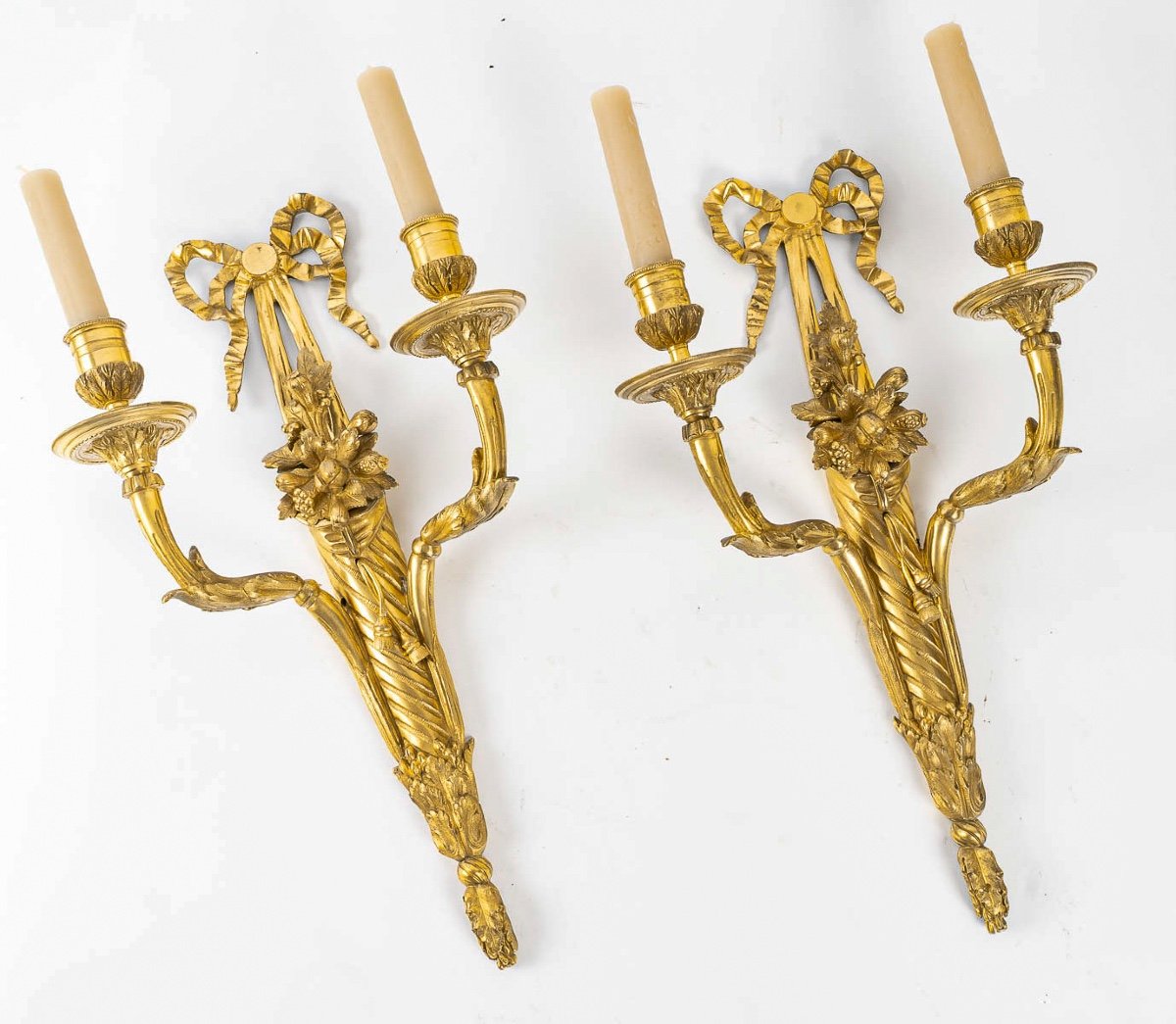 A Pair Of Louis XVI Period Ormolu Sconces With Quivers Circa 1780