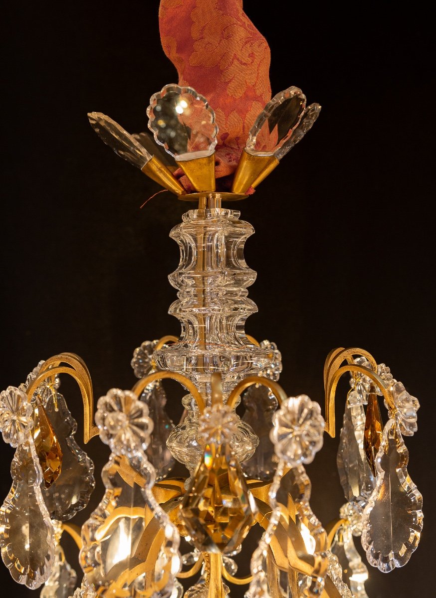 Louis XV Style Gilt Bronze Chandelier With Cut Crystal Decoration Signed By Baccarat-photo-2