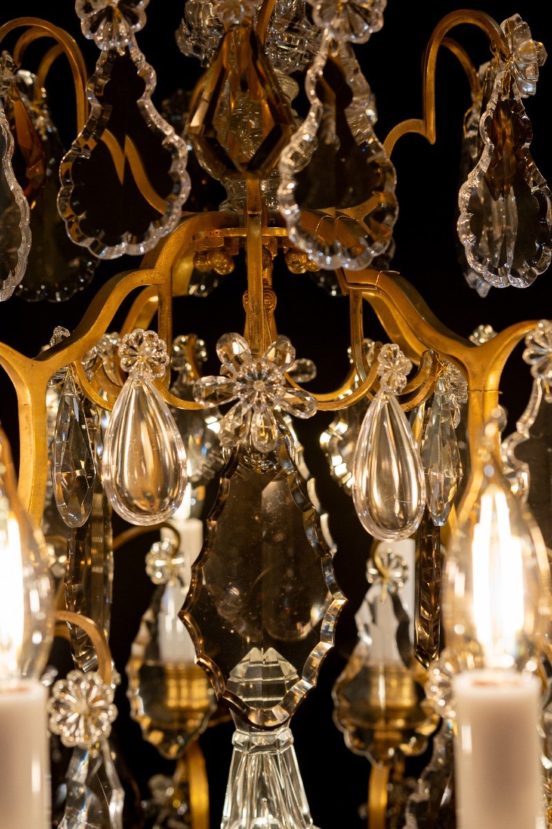 Louis XV Style Gilt Bronze Chandelier With Cut Crystal Decoration Signed By Baccarat-photo-4