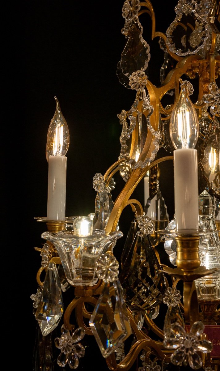 Louis XV Style Gilt Bronze Chandelier With Cut Crystal Decoration Signed By Baccarat-photo-1