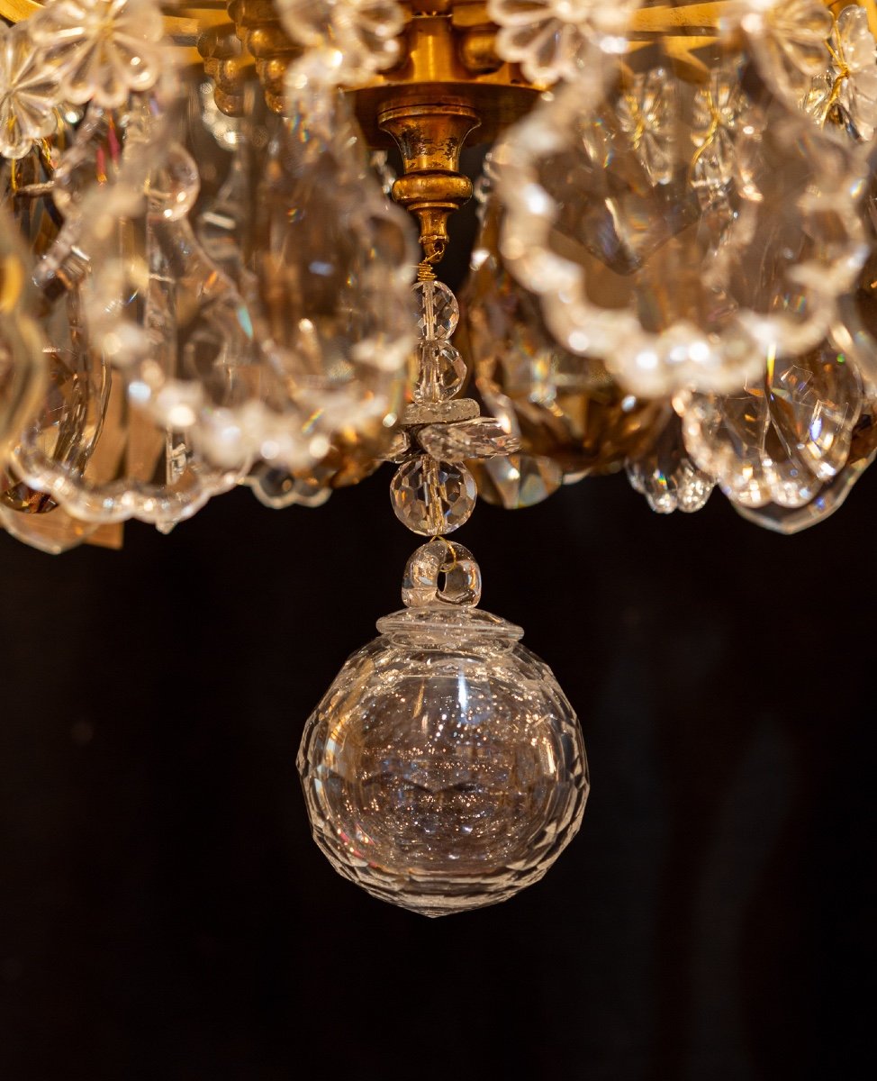 Louis XV Style Gilt Bronze Chandelier With Cut Crystal Decoration Signed By Baccarat-photo-6