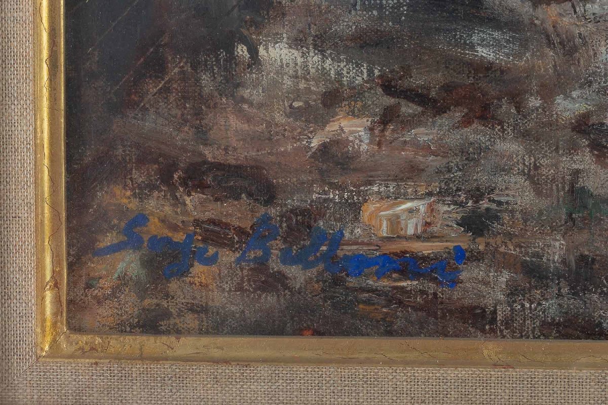 Serge Belloni (1925-2005) The Banks Of The Seine In Paris Oil On Canvas Circa 1960-photo-3