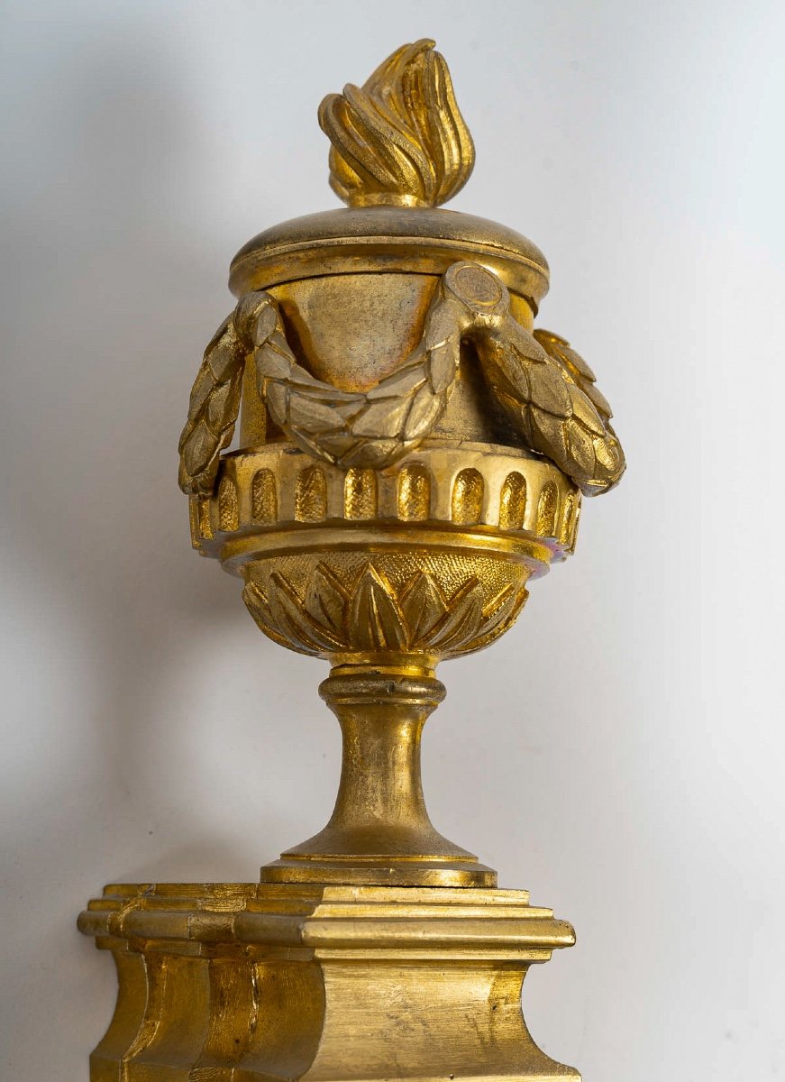 An Large Pair Of Louis XVI Ormolu Sconces With Rams, Circa 1820-1830-photo-3