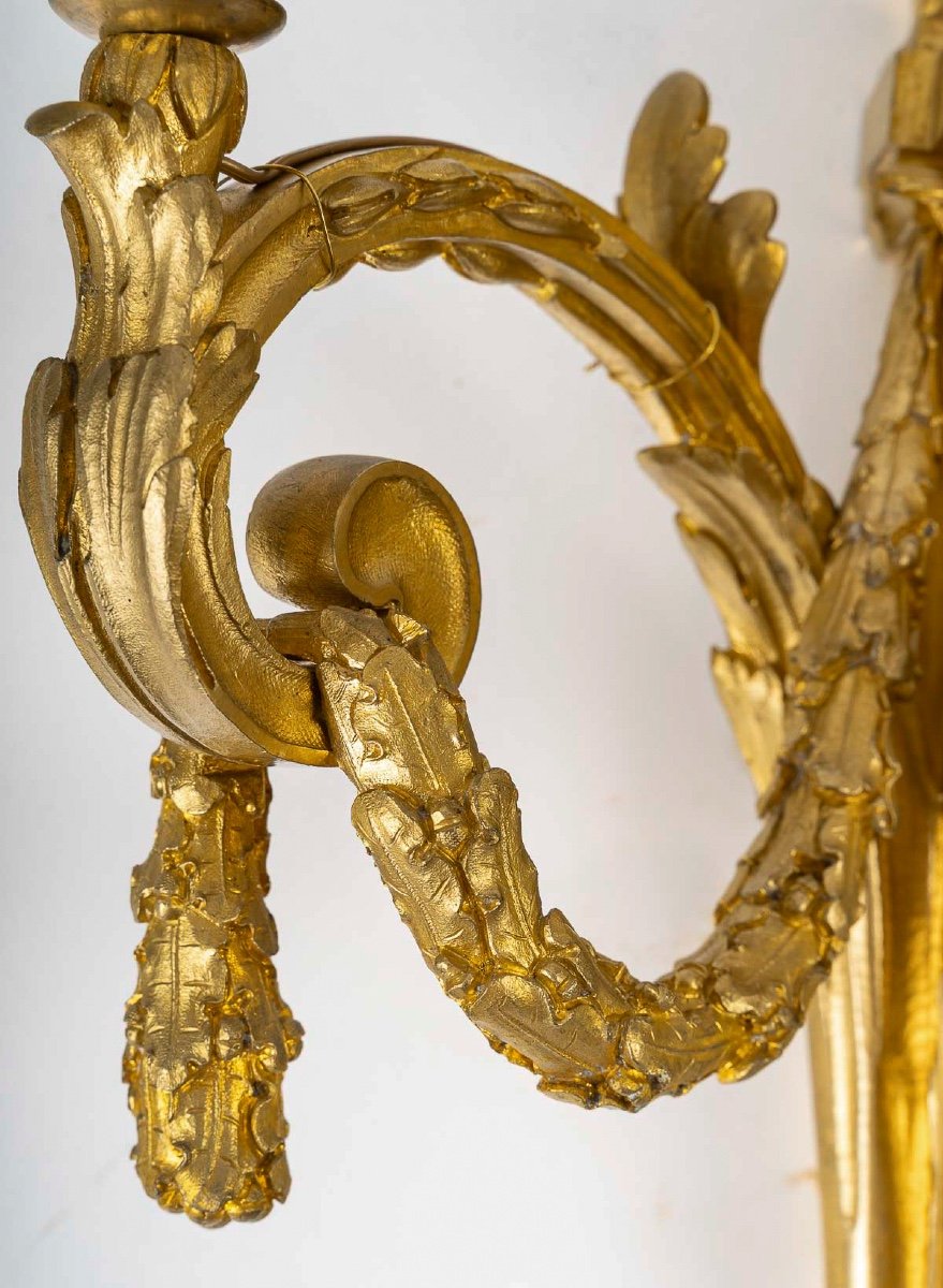 An Large Pair Of Louis XVI Ormolu Sconces With Rams, Circa 1820-1830-photo-3