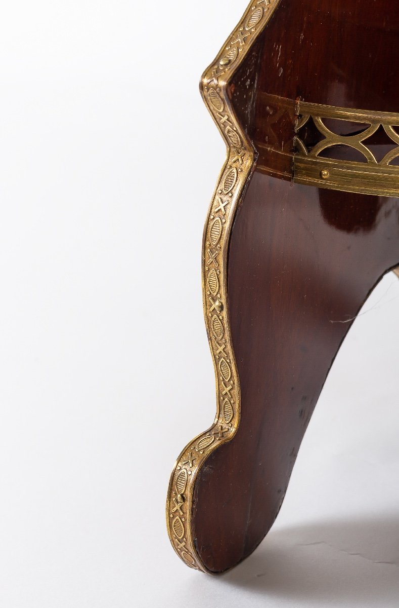 Encoignure En Acajou De Style Louis XVI à Décor De Bronze Et Laiton Doré Vers 1890-1900-photo-2