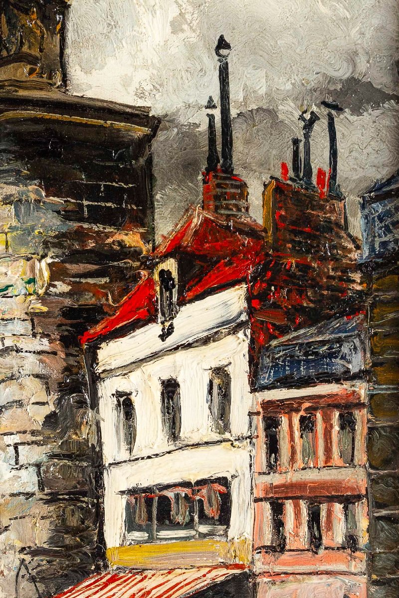 Franck Will (1900-1951) Place De La Grosse Horloge à La Rochelle Oil On Canvas Circa 1925-1930-photo-3