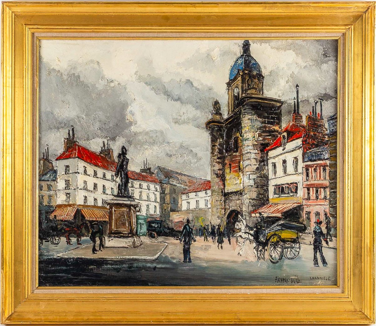 Franck Will (1900-1951) Place De La Grosse Horloge à La Rochelle Oil On Canvas Circa 1925-1930