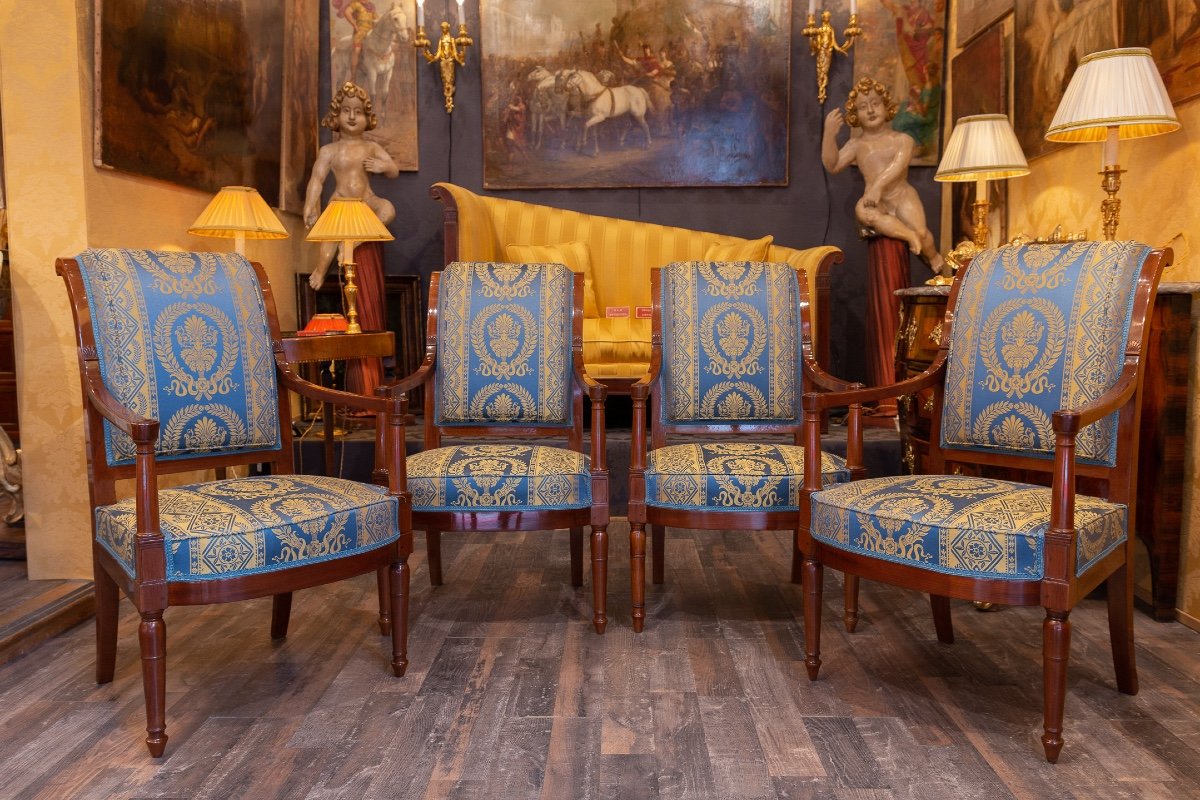 Georges Jacob Master In 1765 Four Mahogany Armchairs From The Directoire Period Circa 1795-1799-photo-2