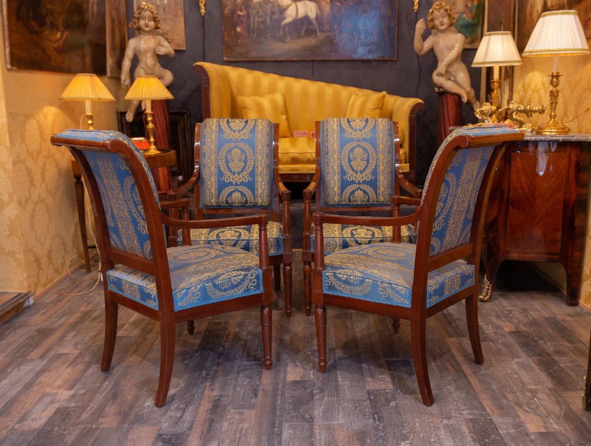 Georges Jacob Master In 1765 Four Mahogany Armchairs From The Directoire Period Circa 1795-1799-photo-3