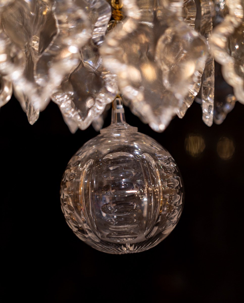 Signed Baccarat Pair Of Louis XV Style Chandeliers In Gilt Bronze And Crystal Circa 1880-1890-photo-7