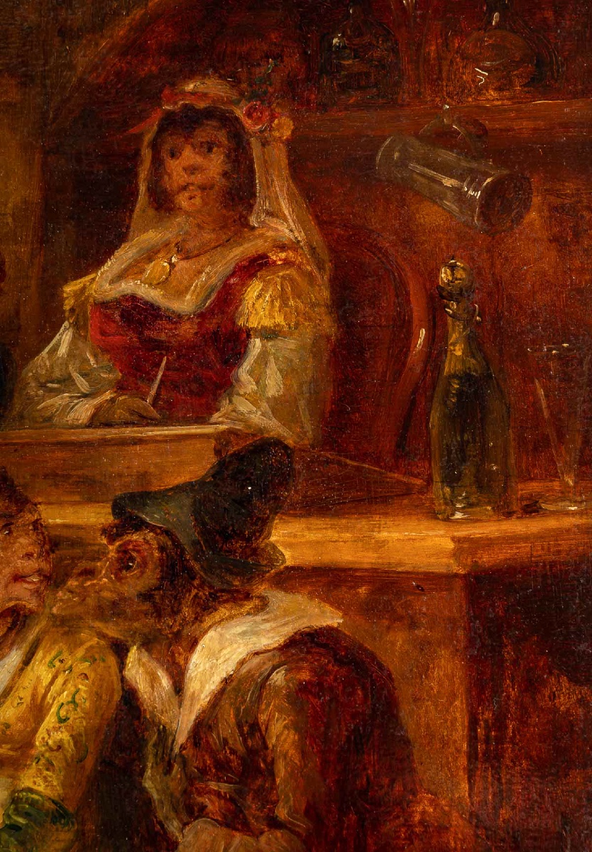 Zacharie Noterman (1820-1890) The Monkey Tavern Oil On Wood Circa 1860-photo-4