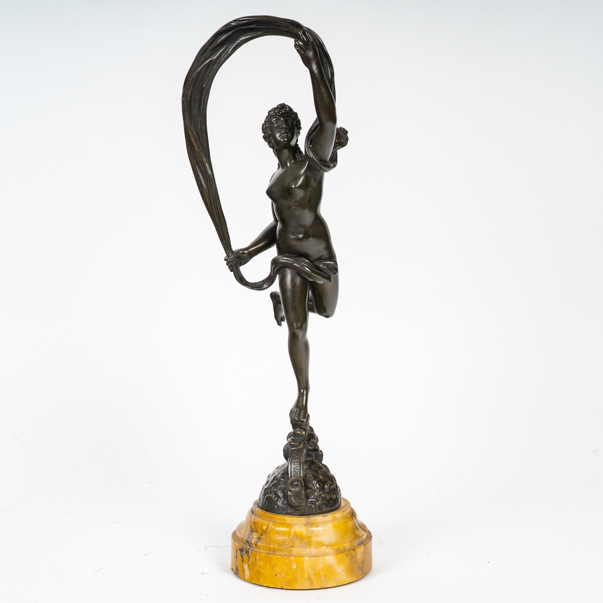 After Jean De Bologne (1529-1608) - Fortuna, Chiseled Bronze With Green Patina, Circa 1830-1850