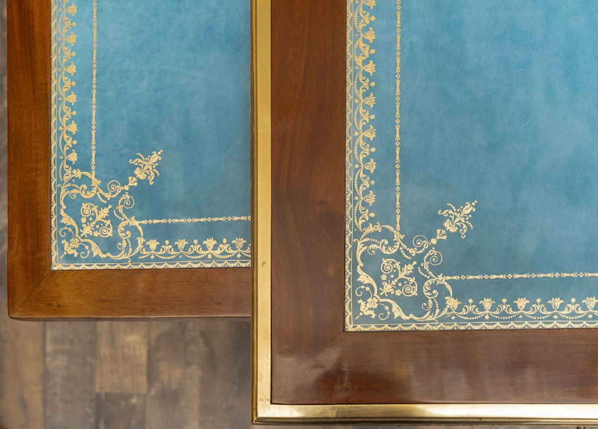 Louis XVI Period Flat Desk In Mahogany With Gilded Bronze Decor Circa 1780-1790-photo-3